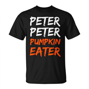 Peter Peter Pumpkin Eater Camiseta de Halloween para adulto unisex negra - Product Image 2