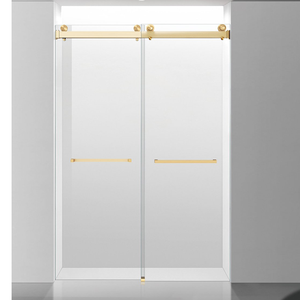 Porte de douche coulissante en verre sans cadre en acier inoxydable moderne de luxe, paroi de douche pour salle de bain <span class=keywords><strong>d</strong></span>'hôtel en coin - Product Image 3