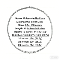 Collier Chaîne Tennis en Moissanite Taille Graduée 0.5ct 5mm avec Argent Sterling 925 Véritable, Longueur 15"-24", Polyvalent pour Femmes