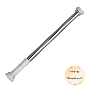 Accessoires de <span class=keywords><strong>tringle</strong></span> à <span class=keywords><strong>rideau</strong></span> de douche télescopique en acier inoxydable, <span class=keywords><strong>grande</strong></span> tête ronde, tige de séchage des vêtements sans poinçonnage - Product Image 1