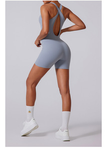 Combinaison de yoga respirante et écologique de haute qualité RUIQUWIN, logo personnalisé, ensemble de shorts élégants sans dos, taille élastique pour la salle de sport 1 - Product Image 3