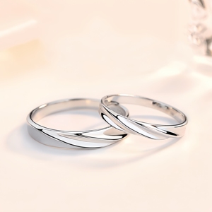 Vente chaude Ondulation S925 Bijoux En Argent Sterling Bague De Couple Réglable Pour Amoureux - Product Image 1