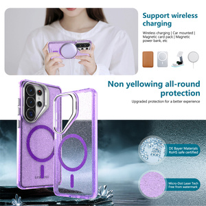 Capa Magnética Transparente com <span class=keywords><strong>Glitter</strong></span> para <span class=keywords><strong>Samsung</strong></span> Galaxy S26 Ultra, Suporte de Lente, Translúcida, Compatível com S25 Ultra, S24, S23, S25 FE, Capa de PC TPU - Product Image 2