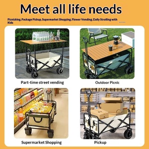 4-Wheel Adjustable Height Folding Table for <b>Camping</b> Picnic Outdoor Use-200kg Load-Bearing <b>Storage</b> - Product Image 3