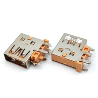 Prise USB 2.0 femelle à charge rapide 5A, 90 degrés, verticale, SMT, 5 broches, isolation orange, profil bas 2,0 mm