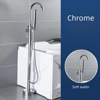 Robinet de baignoire sur pied en laiton de luxe avec jets/douche douce/douche pluie, double poignée, design moderne pour usage hôtelier OEM
