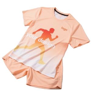 Séchage rapide et respirant ensemble de vêtements de sport hommes et femmes T-shirts à manches courtes vêtements d'entraînement en gros - Product Image 1