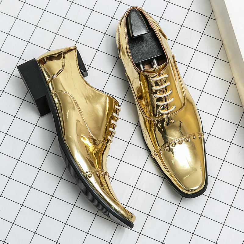907-21 2023 Men's Gold Party Dress Shoes - Durable & Stylish