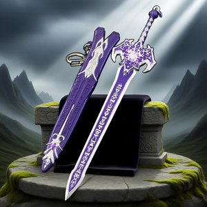 Xianjian 7 Jingyang espada mágica 22cm artesanías de Metal completo con funda de armadura grabada tallada para periférico de juego de Navidad - Product Image 1