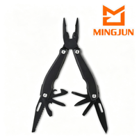 Pince de précision noire perforée, multi-outils portable pour la maison et le camping, ensemble cadeau avec couteau de poche, scie, ouvre-bouteille, couteau pliant