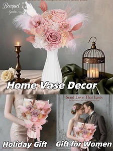 Bouquet di Fiori Eterni Conservati in Glicerina, Fiori Secchi in Scatola Quadrata, Lunga Durata, per Festa della Mamma, Capodanno - Product Image 2