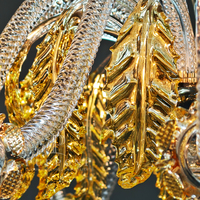 Lustre en verre artisanal moderne italien de Murano, doré, transparent, en forme de fleur, pour décoration intérieure, villa, lampe suspendue, éclairage d'événements