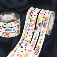 Cinta de Grosgrain Colorida para Decoración de Cajas de Pastel de Cumpleaños y Regalos, Poliéster/Algodón de Alta Tenacidad con Diseño de Mariposa