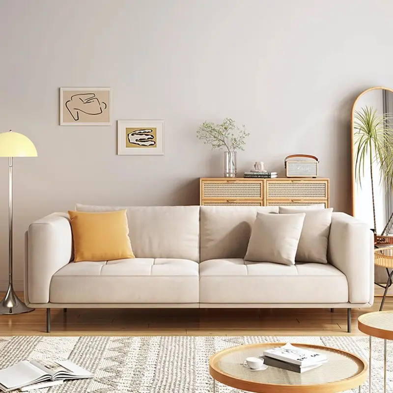 Italiaanse Minimalistische Licht Thuis Luxe Combinatie Stof Half Liggend Sofa Dubbele Zitsbank Verstelbare