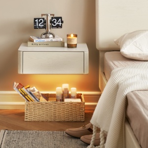 M7024 Muebles <span class=keywords><strong>de</strong></span> Dormitorio Mesita <span class=keywords><strong>de</strong></span> <span class=keywords><strong>Noche</strong></span> <span class=keywords><strong>de</strong></span> Madera Maciza Estilo Crema <span class=keywords><strong>de</strong></span> Roble Flotante Colgada a la <span class=keywords><strong>Pared</strong></span> - Product Image 6