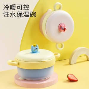 ชามอาหารเด็กการ์ตูนสไตล์มงกุฎสีชมพูและสีฟ้าพร้อมถ้วยดูดสำหรับเด็กอายุ 0-12 เดือน - Product Image 3