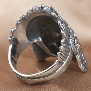 <b>Skull</b> <b>Ring</b> Men's Stainless Steel Tribal Skeleton Design Silver Color Gift Jewelry 213036 - Product Image 2