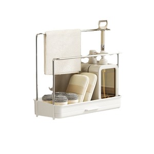 Estante para paños de cocina Landmark de 2 niveles, material PP, duradero, para almacenamiento en la cocina, escurridor de fregadero, montaje en encimera o pared - Product Image 1