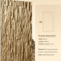 Veneer Batu Buatan PU Kelas Atas, Panel Tipis Ringan, Mudah Dipotong, untuk Latar Belakang Meja Resepsi & Dinding Penahan Taman
