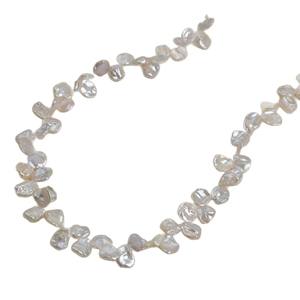 Nouvelles perles baroques blanches naturelles de 9-10 mm, faites à la main, en forme de pétales de fleurs, pour la création de bijoux DIY, avec trois trous latéraux, perles régénérées - Product Image 5