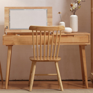 Nordic Solid Wood Dressing <b>Table</b> With <b>Mirror</b> Bedroom Furniture Simple Design Natural Wood Color - Product Image 1