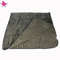 Ensemble coussin et couverture de voyage 2-en-1 pliable en tricot 100% polyester uni, toutes saisons, portable, anti-boulochage, pour voiture et avion