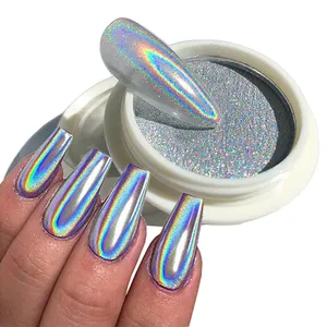 Nuovo prodotto olografico polvere per unghie cromo specchio Laser Glitter Design Nail Art pigmento