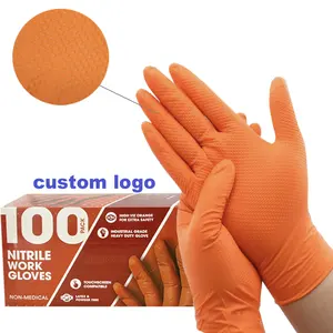 8 mil Heavy duty mechanic repair industry custom logo diamond texture latex free powder free nitrile disposable-gloves gloves