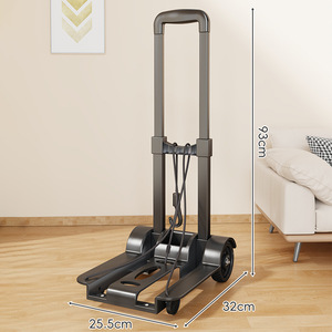 Foldable <b>Telescopic</b> <b>Hand</b> <b>Held</b> 2 4 Wheel Portable Luggage Trailer Trolley Heavy Duty Outdoor Shopping Cart Durable Grocery Luggag - Product Image 5