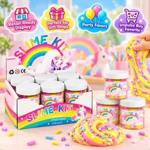 Kit de slime licorne 6 pots, ensemble de slime arc-en-ciel avec boîte de présentation pour enfants, anti-stress, vente en gros - Product Image 5