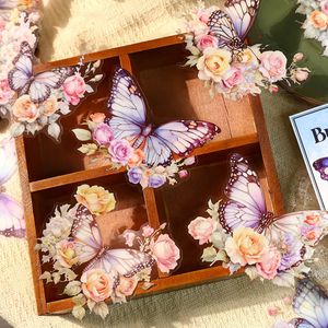 10 hojas por paquete Flower Song Series Vintage Flower Butterfly PET Paisajismo Pegatinas creativas Decoración - Product Image 4