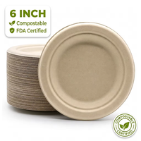Assiette compartimentée jetable et compostable en bagasse de canne à sucre sans plastique pour pique-nique en extérieur, cantine, restaurant, traiteur