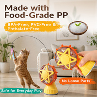 Jouet interactif 2-en-1 pour chat et chien : Distributeur de friandises rotatif avec baguette de stimulation