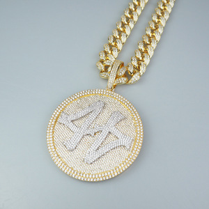 Collier avec pendentif Hiphop numérique 44, pendentif hip hop, personnalisé, Rotation glacé avec chaîne cubaine 18K, or blanc, plaqué, grand, nouveauté - Product Image 4