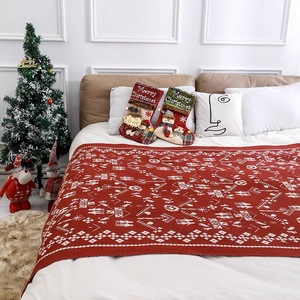 Acryl gestrickte Decken für Couch Stuhl Geschenk rote benutzer definierte Weihnachts decke für den Winter