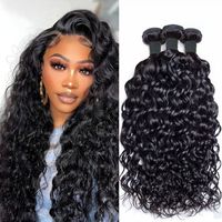 Extensions de cheveux humains 100% vierges brésiliens Remy, tissage machine double trame, ondulés, pointes pleines, perm, qualité 10A, 95-105g, noir