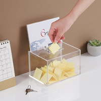 Boîte de rangement alimentaire carrée en acrylique avec verrouillage, boîte à dons, boîte à cartes de visite, boîte à billets, boîte à suggestions - Transparente et durable