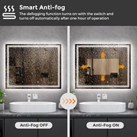 Miroir de salle de bain intelligent rectangulaire personnalisé à LED anti-buée avec écran tactile mural pour hôtels, villas et maisons