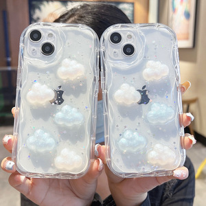 Nouvel arrivage 3D compte-gouttes de nuage blanc papillon argent étoile transparente antichoc coque de <span class=keywords><strong>téléphone</strong></span> portable souple - Product Image 5