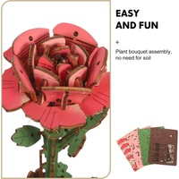 Puzzle 3D fleur en bois jouet éducatif pour enfants Bouquet de fleurs DIY Kit de construction de modèles en bois Bonsaï Puzzle Craft Collection Decor Set