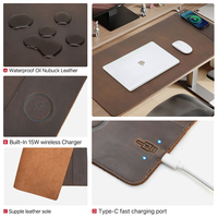 Tapis de souris de jeu personnalisé avec charge rapide sans fil en cuir véritable 80x40 32x23 tapis de bureau antidérapant