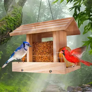 Houten Grote Houten Vogel Feeder Hopper Vogelvoeders Hout Vogelhuis Feeder Voor Buitenshuis Opknoping