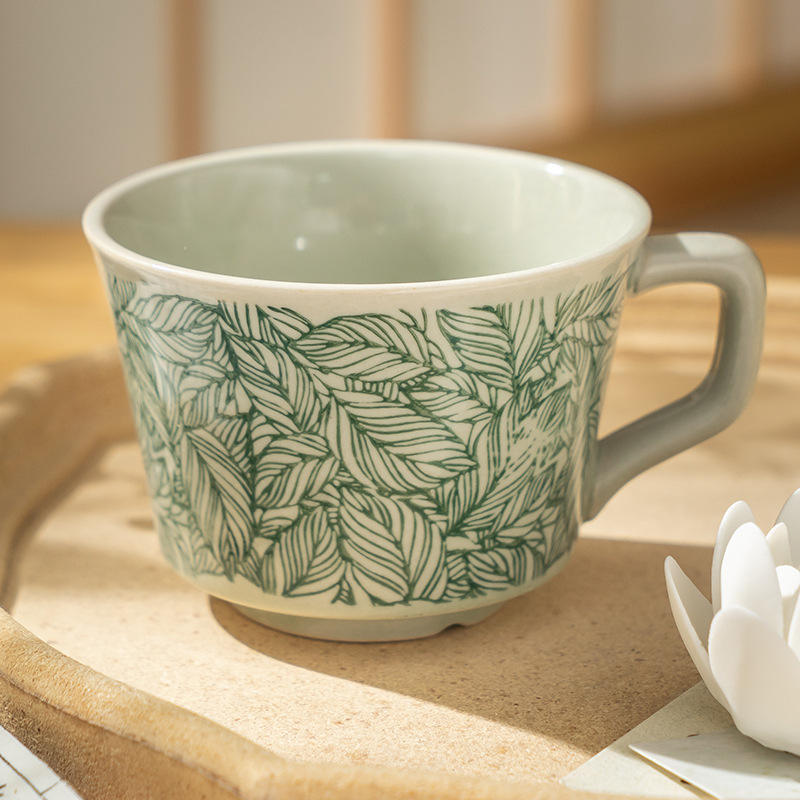 Green leaf ice crackle pattern - single cup