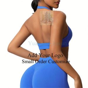 Summer Nude Yoga <strong>Vest</strong> <strong>Women</strong> Hanging Neck Sports Underwear with Chest Pad Fitness Bra Quick Dry Yoga Wear - Product Image 1