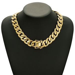 Collier en acier inoxydable massif de 21 mm de large, plaqué or 14K PVD, chaîne à maillons cubains pour bijoux hip-hop pour hommes - Product Image 5
