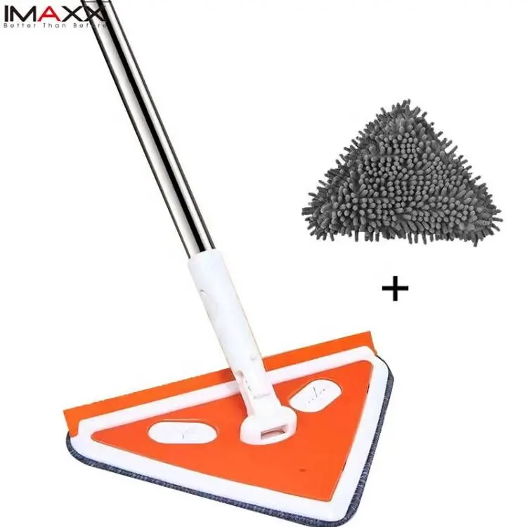 New Triangle Window Wiper Squeeze 360 degree spin Floor Mop with 2pcs Mop Refills