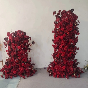 Suministros para Floristería, Arreglos Florales Rojos para Novia, Flores Artificiales, Tulipanes, Fondo para Fotomatón, Flores Borgoña para Boda - Product Image 1