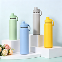 Thermos à double paroi en acier inoxydable de 710 ml, avec revêtement en poudre, pour le sport, le camping en plein air, avec support pour téléphone portable
