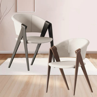 Siège de villa en cuir robuste chaises de salle à manger en bois courbé de luxe moderne maison salon chaise de salle à manger en bois massif en cuir