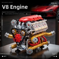 MG71 1:8 Modèle de moteur V8 classique en blocs de construction, kit d'assemblage mécanique DIY en plastique ABS, jouet éducatif STEM, cadeau pour garçons